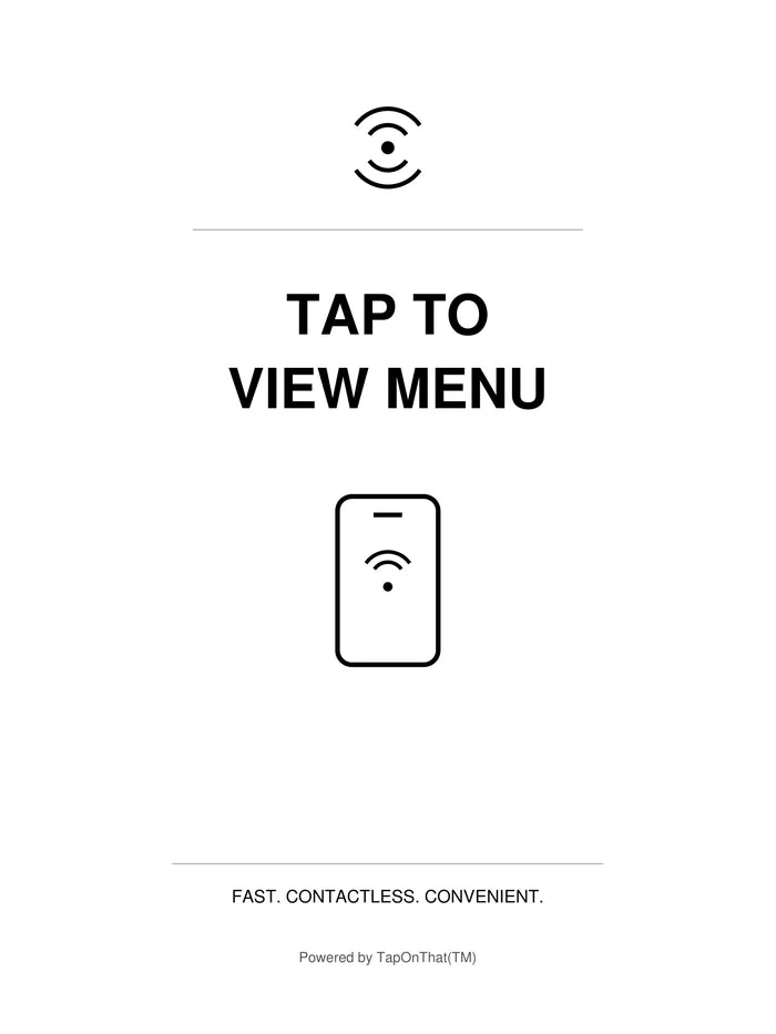 TapOnThat Menu Stand — printed face